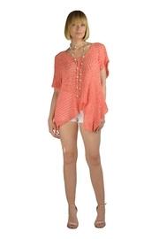  Open-weave S/s Assymetrical-pullover