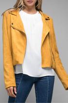  Mustard Faux Suede Moto Jacket
