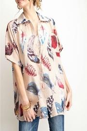  Printed Feather Button-down