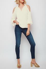  Clara Tie Front Swiss Dot Sheer Slv Blouse