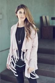  Pink Mauve Lace Fringe Cardigan