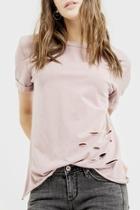  Distressed Mauve Top