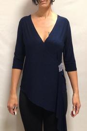  Navy V-neck Top