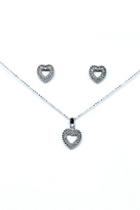  Heart Silver Necklace Set