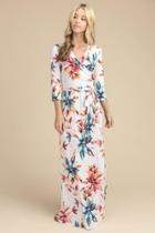 Floral 3/4-sleeve Maxi-dress