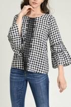  Checked Bell Blouse