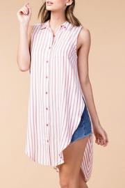  Striped Over-lap Tunic