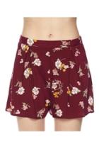 Burgundy Floral Shorts
