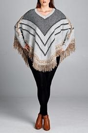  Chevron Fringe Accent Poncho