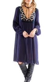  Geometric-yoke Midi Dress