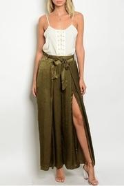  Olive Satin Palazzo Pants