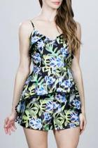  Peplum Floral Romper