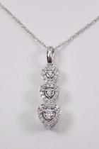 Diamond Three Stone Cluster Pendant White Gold Heart Wedding Necklace Chain 18 Past Present Future