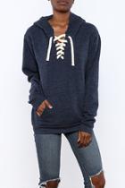  Lace Up Pullover Hoodie