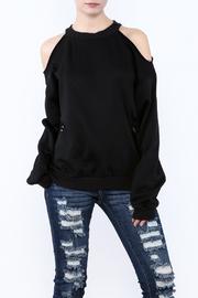  Distressed Cold Shoulder Sweatshirt