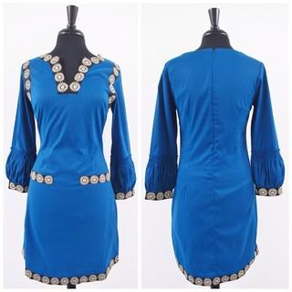  Trimmed Blue Dress