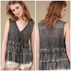  Grey Tank With Tiered Ruffles