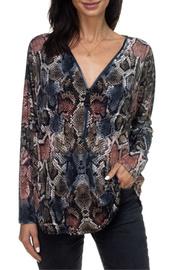  Animal Print V Neck Zipper Top
