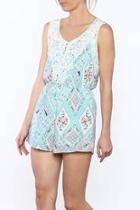  Printed Crochet Romper