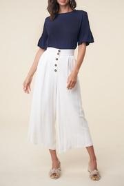  White-linen High-waist Pants