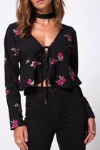  Rose Tie-front Blouse