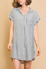  Stripe Buttonfront Dress