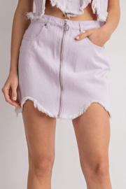 Denim Frayed Hem Mini Skirt