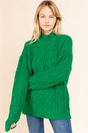  Mock Neck Cable Knit Sweater