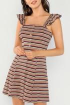  Striped Rib-knit Dress