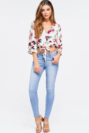  Tie Front Cropped Blouse