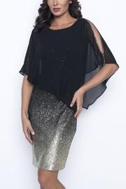  Black Chiffon Overlay Knee Length Dress