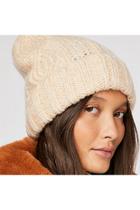  Harlow Cable Knit Beanie Ivory