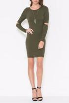  Open Elbow Olive Dress
