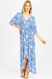  Pinstripe Boho Wrap Maxi Dress