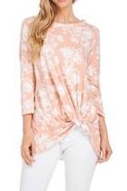  Floral Knotted Tunic Top
