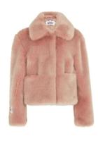  Cropped Pink Faux-fur Jacket