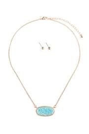  Druzy-stone Pendant-necklace And-stud-earring-set