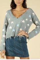  Distressed Star Print Sweater