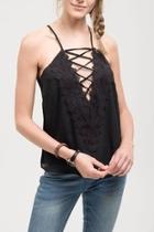  Embroidered Lace-up Cami