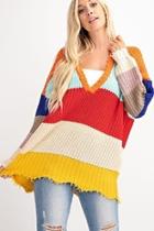  Color Block Loose Fit Sweater