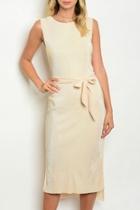  Beige Pleated Dress