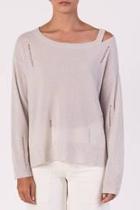  Distressed Long Sleeve Sweater