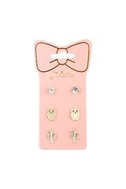  Owl-&-cactus 3-pair Earring-set