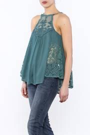  Dusty Blue Lace Top
