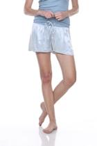  Satin Short With Rib Knit Waistband And Adjustable Drawstring