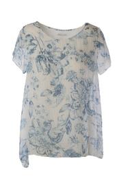  Split Back Print S/s Blouse