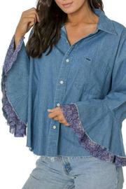  Java Denim Contrast Flutter Slv Top
