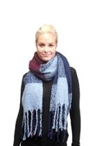  Blue Plaid Oblong-scarf