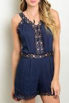  Navy Crochet Romper