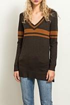  Stripe Letterman Sweater